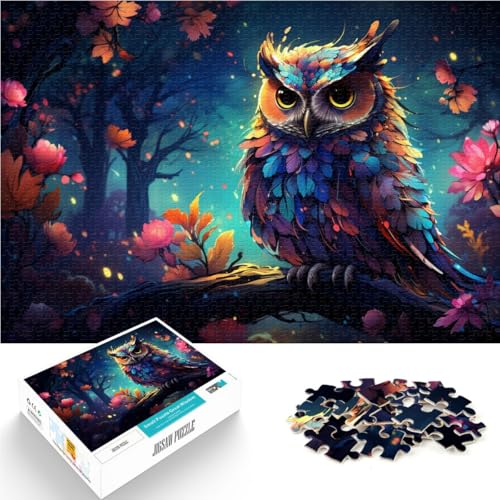 1000-teiliges Puzzle für Erwachsene, Bunte Eule, Lernspielzeug, Wanddekoration, einzigartige Geburtstags, 50 x 75 cm von SYUNFEI