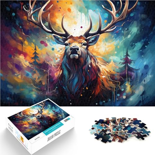 1000-teiliges Puzzle für Erwachsene, Fantasie-Farbhirsch-Quizspiel, 10,27 x 14,96 Zoll, anspruchsvolles Puzzlespiel und Familienspiel von SYUNFEI