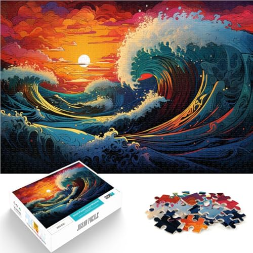 1000-teiliges Puzzle für Erwachsene, Fantasie-Sonnenuntergangswellen, lustige Spiele, 19,7 x 29,5 Zoll, Lernspiel für Geburtstag, Weihnachten von SYUNFEI