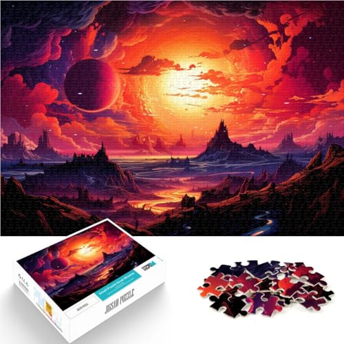 Puzzle für Erwachsene mit 1000 Teilen, Fantasie-Sonnenuntergangslandschaft, Denkspiel mit passendem Poster und Quizblatt, 26x38cm Puzzle für Erwachsene mit 1000 Teilen, Fantasie-Sonnenuntergangslandschaft, Denkspiel mit passendem Poster und Quizblatt, 26x38cm von SYUNFEI