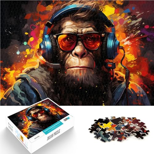 Puzzle für Erwachsene, 1000 Teile, Fantasy-DJ-Orang-Utan-Rätsel, mit passendem Poster und Quizblatt, 50 x 75 cm, für 14-Jährige Puzzle für Erwachsene, 1000 Teile, Fantasy-DJ-Orang-Utan-Rätsel, mit passendem Poster und Quizblatt, 50 x 75 cm, für 14-Jährige von SYUNFEI