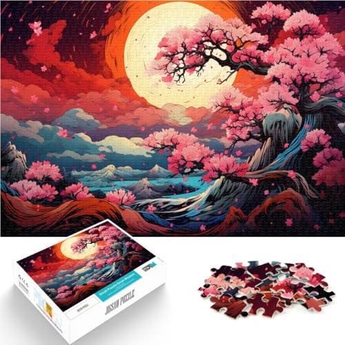 Puzzle für Erwachsene, 1000 Teile, Vollmond, Kirschblüten, Lernspielzeug, tolles Geschenk für Spiele,38x52cm, geeignet für Jugendliche ab 14 Jahren von SYUNFEI