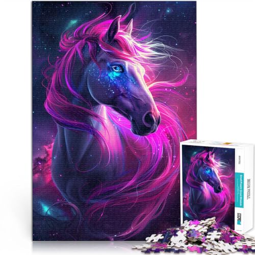 Puzzle für Erwachsene, 1000 Teile, verträumtes lila Pferd, Lernpuzzle, Heimkunstdekor, 10,27 x 14,96 Zoll, für 14-Jährige von SYUNFEI