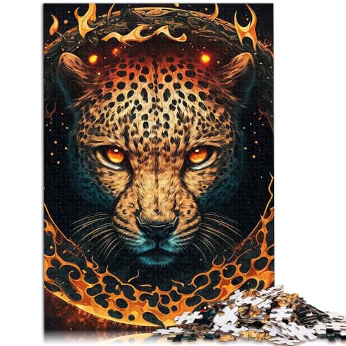 1000-teiliges Puzzle für Erwachsene, Feuerleopardenkopf-Quizspiel, Wanddekoration, einzigartige Geburtstags, 10,27 x 14,96 Zoll von SYUNFEI