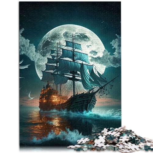 Puzzle-Geschenk, Boot, Mondnacht, 1000 Teile, Puzzle, 50 x 75 cm, Holzbrett-Puzzles für Kinder ab 14 Jahren, Spaß bei Aktivitäten zu Hause, Geburtstagsgeschenk, Reisegeschenke, Puzzle-Geschenk, Boot, Mondnacht, 1000 Teile, Puzzle, 50 x 75 cm, Holzbrett-Puzzles für Kinder ab 14 Jahren, Spaß bei Aktivitäten zu Hause, Geburtstagsgeschenk, Reisegeschenke, von SYUNFEI