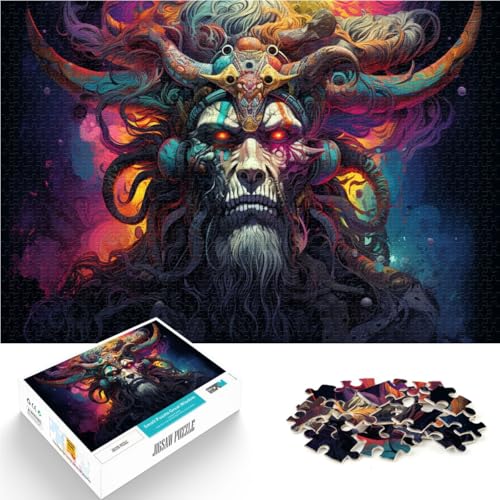 1000-teiliges Puzzle für Erwachsene, farbiges Ziegenkrieger-Puzzle – anspruchsvolles Spiel, tolles Geschenk für Spiele,38x52cm, für Teenager ab 14 Jahren von SYUNFEI