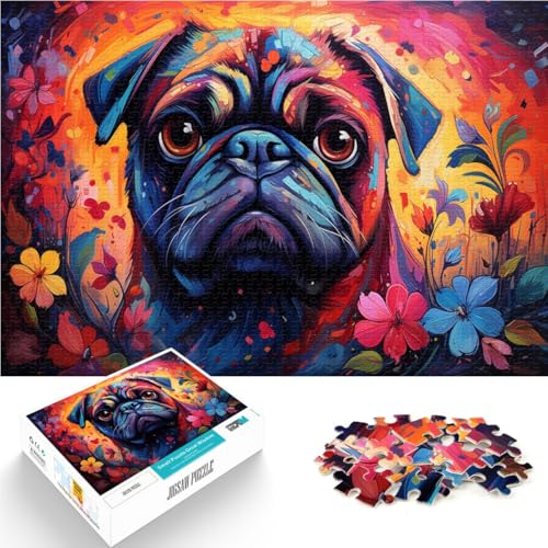 Puzzle für Erwachsene, 1000 Teile, Mops-Gemälde, anspruchsvolles Spiel, Wichtelgeschenke, 49,7 x 75,9 cm, für Teenager ab 14 Jahren von SYUNFEI