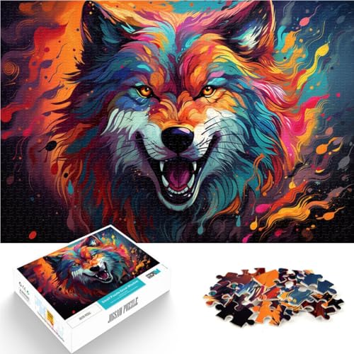 Puzzle für Erwachsene, 2000 Teile, Kunst, Aquarell, Wolf, Puzzle, Geschenke, Lernspiel zum Geburtstag, Weihnachten, 27,56 x 39,37 Zoll, für Teenager ab 14 Jahren von SYUNFEI