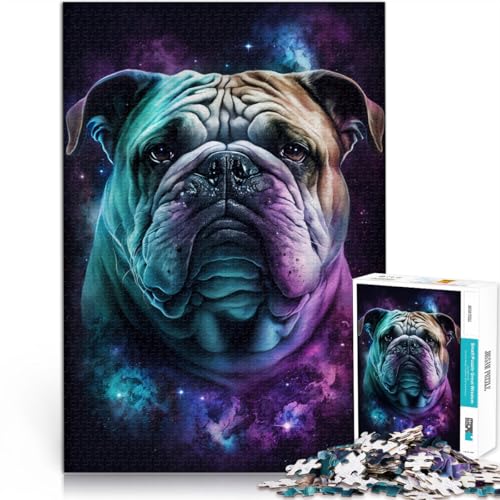 2000-teiliges Puzzle für Erwachsene, Weltraum-Farb-Bulldoggen-Puzzle – anspruchsvolles Spiel, tolles Geschenk für Spiele, 27,56 x 39,37 Zoll, von SYUNFEI