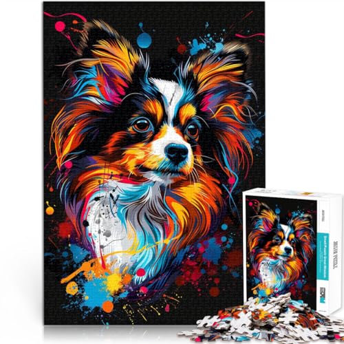 1000-teiliges Puzzle für Erwachsene, Papillon-Hundekunst-Puzzle – anspruchsvolles Spiel, tolles Geschenk für Spiele, 26x38cm, für Teenager ab 14 Jahren von SYUNFEI