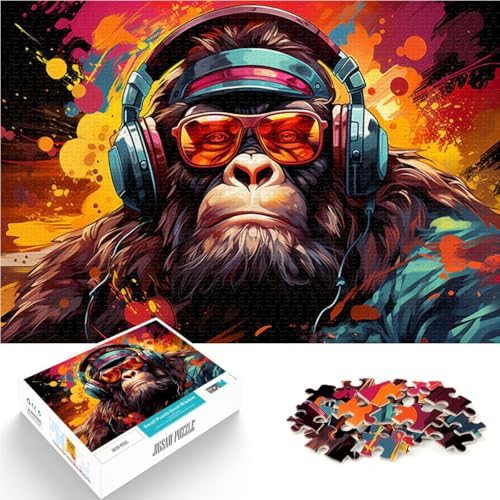 2000-teiliges Puzzle für Erwachsene, Orang-Utan hört Musik, pädagogisches Spielzeug zum Stressabbau, Puzzle, Heimkunstdekor, 27,56 x 39,37 Zoll, für 14-Jährige von SYUNFEI