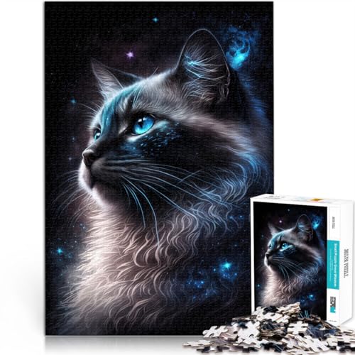 Puzzle für Erwachsene, 1000 Teile, Galaxie-Kunst, Katzen-Quizspiel, Wanddekoration, einzigartige Geburtstags, 26x38cm, für 14-Jährige von SYUNFEI