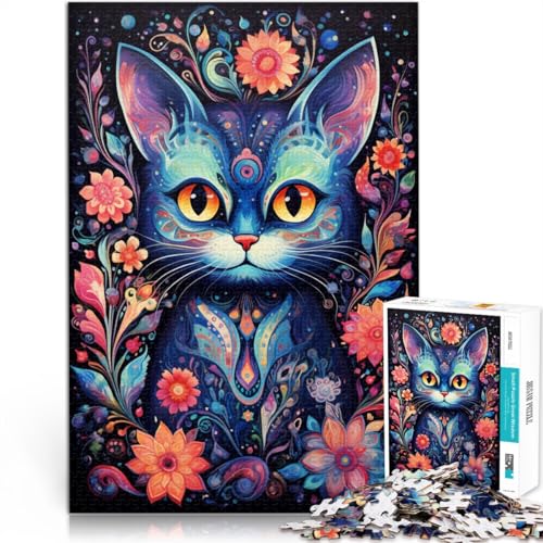 Puzzle Erwachsene mit 1000 Teilen, Katzenmalerei, Puzzle-Kunstwerk. Helfen Sie dem Gehirn, süchtig machendes Spielzeug zu trainieren und Geduld zu entwickeln. 19,7 x 29,5 Zoll von SYUNFEI