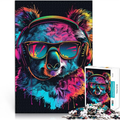 Puzzle für Erwachsene mit 2000 Teilen, Koala-Kopfhörer und Sonnenbrille, für Familienspaß, Stressabbau, Urlaub zu Hause, Zeit totschlagen, 70 x 100 cm von SYUNFEI