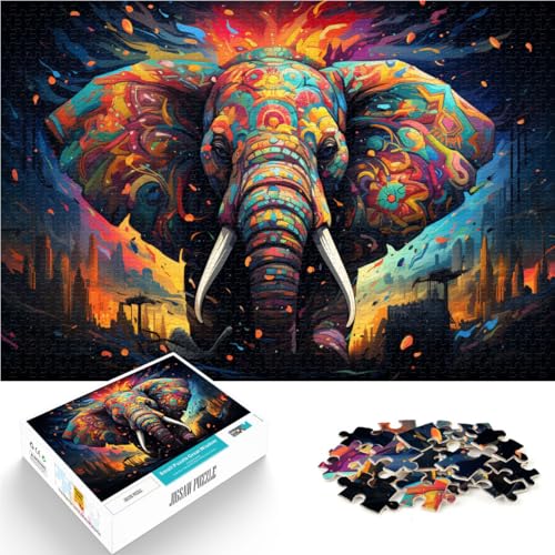 Puzzle für Erwachsene, 1000 Teile, farbenfrohes Kunst-Elefantentier, Denkspiel, tolles, 38x52cm, für Teenager ab 14 Jahren Puzzle für Erwachsene, 1000 Teile, farbenfrohes Kunst-Elefantentier, Denkspiel, tolles, 38x52cm, für Teenager ab 14 Jahren von SYUNFEI