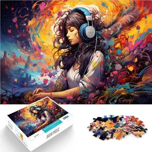 2000-teiliges Puzzle für Erwachsene, Mädchen hört Musik, Spiele, Spielzeug, Geschenk, Künstlersammlung, bildende Kunst, 27,56 x 39,37 Zoll, für Teenager ab 14 Jahren von SYUNFEI