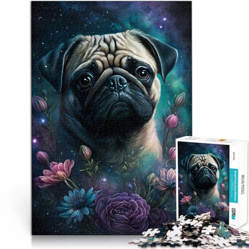 Puzzle für Erwachsene mit 1000 Teilen, Mops mit Blumen, Denkspiel, anspruchsvoll, Aber unterhaltsam und humorvoll,38x52cm Puzzle für Erwachsene mit 1000 Teilen, Mops mit Blumen, Denkspiel, anspruchsvoll, Aber unterhaltsam und humorvoll,38x52cm von SYUNFEI