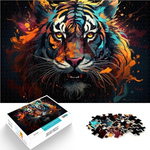 Puzzle für Erwachsene mit 1000 Teilen, bunter Neontiger, Denkspiel, Lernspiel für Geburtstag, Weihnachten, 50 x 75 cm, für Teenager ab 14 Jahren von SYUNFEI