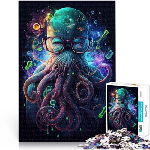 Puzzle für Erwachsene, 1000 Teile, Oktopus mit Brille, Quizspiel, Weihnachtswunschliste mit Weihnachtsmann, 26x38cm, für Teenager ab 14 Jahren von SYUNFEI
