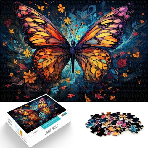 1000-teiliges Puzzle für Erwachsene, Psychedelischer Schmetterling, Quizspiel, Lernspiel für Geburtstag, Weihnachten,50x75cm, geeignet für Jugendliche ab 14 Jahren von SYUNFEI