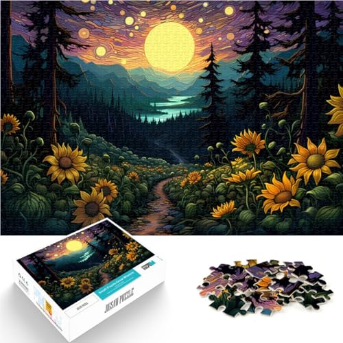 1000-teiliges Puzzle für Erwachsene, Sonnenblumen bei Nacht, Quizspiel, ganze Familie, 26x38cm 1000-teiliges Puzzle für Erwachsene, Sonnenblumen bei Nacht, Quizspiel, ganze Familie, 26x38cm von SYUNFEI