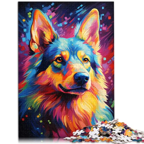 Puzzle-Spiele, Farbgemälde eines Deutschen Schäferhundes, Puzzle 1000 Teile, Holzpuzzle, Geschenke, herausfordernd zu vervollständigen, Aber lustig und humorvoll (50 x 75 cm) von SYUNFEI