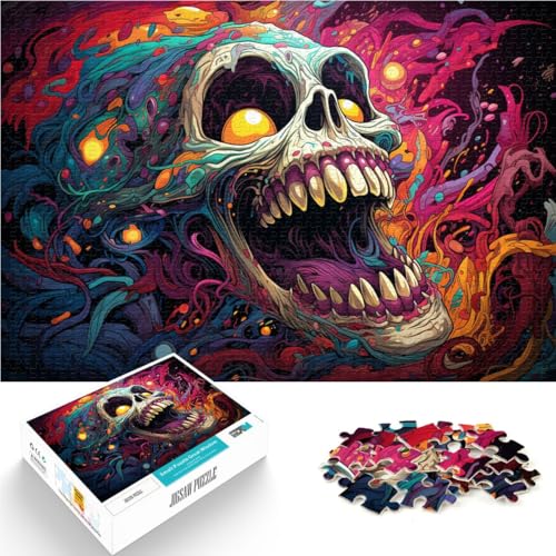 Puzzle Totenkopf 1000 Teile für Erwachsene 10,27 x 14,96 Zoll Holzbrettpuzzle Geeignet für Erwachsene und Kinder ab 14 Jahren Weihnachts- und Geburtstagsgeschenke von SYUNFEI