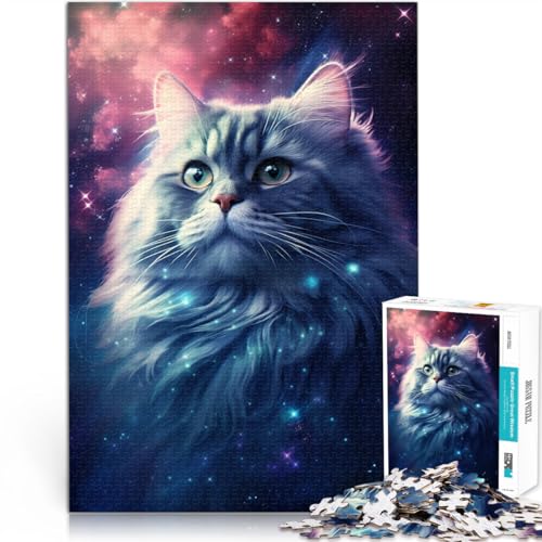 1000-teiliges Puzzle für Erwachsene, Cosmic Cat-Quizspiel, Spaß für Zuhause, Geburtstagsgeschenk, Reisegeschenk, 19,7 x 29,5 Zoll, für 14-Jährige von SYUNFEI