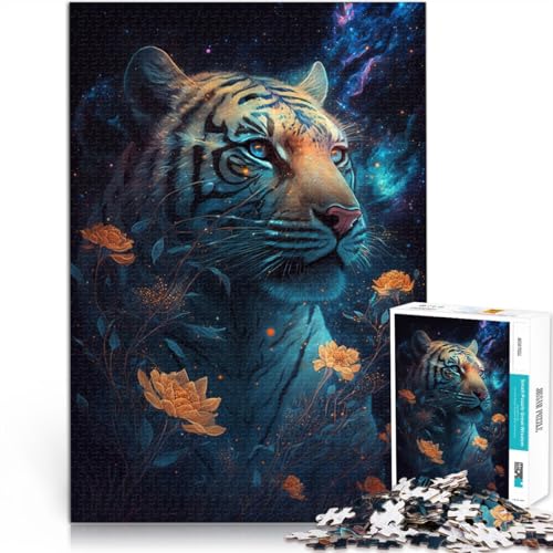 Puzzle Weltraumtigerblumen, 1000 Teile, Puzzle, 38x52 cm, Papppuzzle für Erwachsene und Kinder ab 14 Jahren, Heimdekoration, Puzzlespielzeug von SYUNFEI