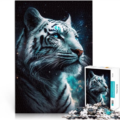 Puzzle für Erwachsene, 1000 Teile, White Tiger Galaxy-Quizspiel mit vollständig ineinander greifenden, zufällig geformten Teilen, 14,96 Zoll x 20,47 Zoll von SYUNFEI