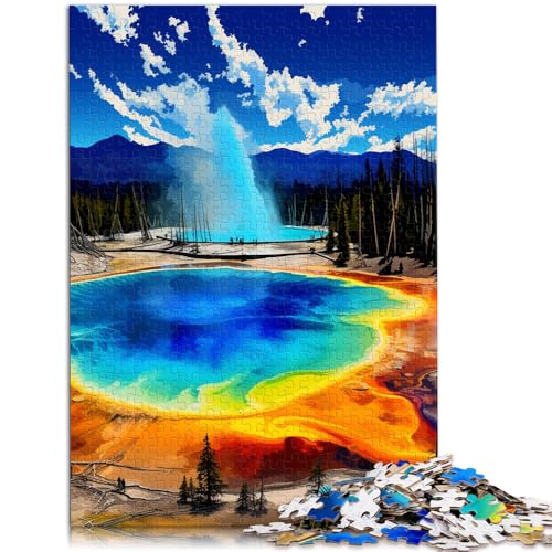 Puzzle Yellowstone National Park, 2000 Teile, 70 x 100 cm, graue Kartenpuzzle, geeignet für Erwachsene und Jugendliche, 14 + Puzzle-Wanddekoration von SYUNFEI