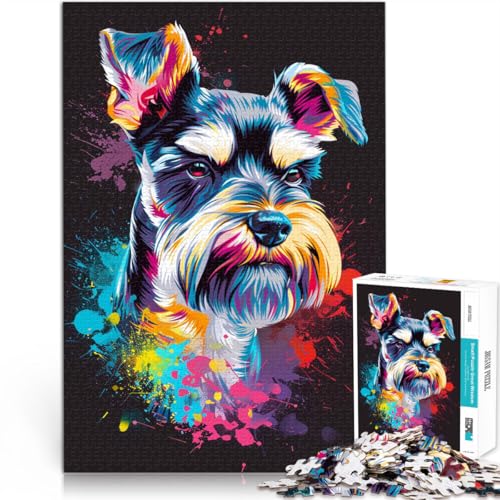 1000-teiliges Puzzle für Erwachsene, Zwergschnauzer, DJ, Neon-Quizspiel, Stressabbau, schwierige Herausforderung,38x52cm von SYUNFEI