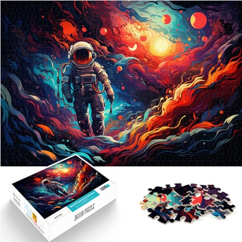 Puzzle für Astronauten im farbenfrohen Universum. Puzzle für Erwachsene, 500 Teile, Holzpuzzle, Puzzlespiel, Heimkunstdekor, gutes Geschenk für (38 x 52 cm) von SYUNFEI