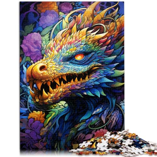 Puzzle für Erwachsene, 1000 Teile, Psychedelic Art Dragon, Denkspiel, Lernspiel für Geburtstag, Weihnachten, 26x38cm von SYUNFEI