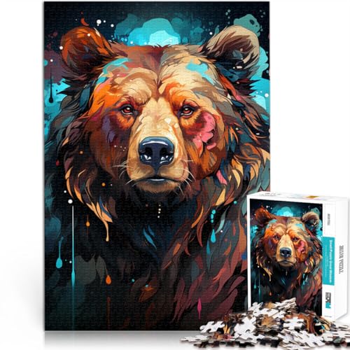 Puzzle für Erwachsene mit 1000 Teilen, Psychedelisches Bärenspielzeug, Denkspiel, Lernspiel für Geburtstag, Weihnachten, 26x38cm, für Teenager ab 14 Jahren von SYUNFEI