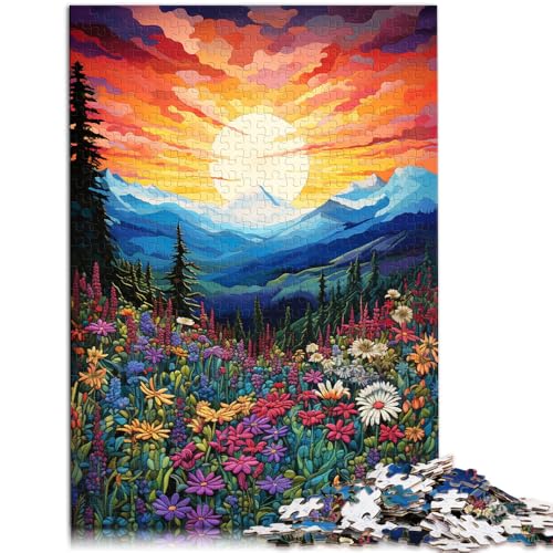 Puzzle für Erwachsene, 1000 Teile, Berge und Wildblumen bei Sonnenuntergang, anspruchsvolles Spiel, Puzzle, 38x52 cm, Kunstwerk Puzzle für Erwachsene, 1000 Teile, Berge und Wildblumen bei Sonnenuntergang, anspruchsvolles Spiel, Puzzle, 38x52 cm, Kunstwerk von SYUNFEI