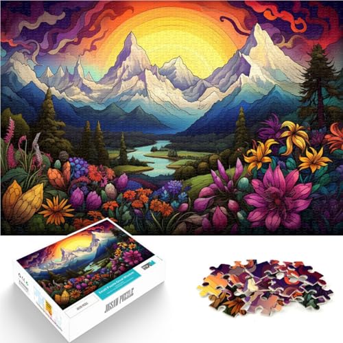 Puzzle für Erwachsene, 1000 Teile, Blumen und Berge, Präzisionsschnitt-Puzzle, Staycation, Zeit totzuschlagen,50x75cm, für Teenager ab 14 Jahren von SYUNFEI