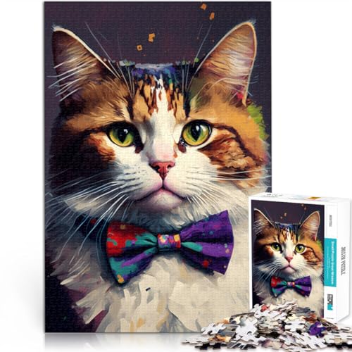 Puzzle für Erwachsene, 1000 Teile, Katze mit Schleife, Quizspiel, Familienspiel, Stressabbau, schwieriges Herausforderungspuzzle, 14,96 Zoll x 20,47 Zoll Puzzle für Erwachsene, 1000 Teile, Katze mit Schleife, Quizspiel, Familienspiel, Stressabbau, schwieriges Herausforderungspuzzle, 14,96 Zoll x 20,47 Zoll von SYUNFEI