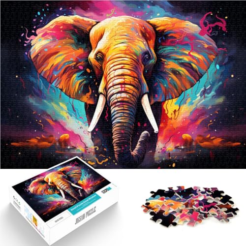 Puzzle für Erwachsene, 1000 Teile, Kunst, Elefant, Tier, Lernspielzeug, Familienspiele, 10,27 x 14,96 Zoll, tolles Geschenk für Spiele von SYUNFEI