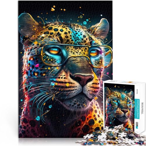 Puzzle für Erwachsene, 1000 Teile, Leopard mit Brille, Handgeschwindigkeitswettbewerb, 14,96 x 20,47 Zoll, geeignet für Teenager ab 14 Jahren Puzzle für Erwachsene, 1000 Teile, Leopard mit Brille, Handgeschwindigkeitswettbewerb, 14,96 x 20,47 Zoll, geeignet für Teenager ab 14 Jahren von SYUNFEI