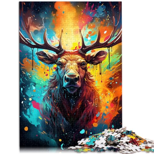 Puzzle für Erwachsene, 1000 Teile, Malen, Farbe, Elch, Denkspiel, Lernspiel für Geburtstag, Weihnachten, 26x38cm von SYUNFEI