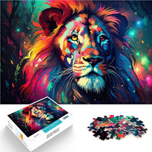 Puzzle für Erwachsene, 1000 Teile, Neonlöwe-Puzzle – anspruchsvolles Spiel, 14,96 x 20,47 Zoll, Weihnachts Geschenke von SYUNFEI