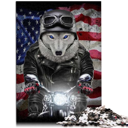 Puzzle für Erwachsene, 1000 Teile, Wolf auf Motorrad, Lernspielzeug, Familienspiele, 10,27 x 14,96 Zoll, tolles Geschenk für Spiele von SYUNFEI