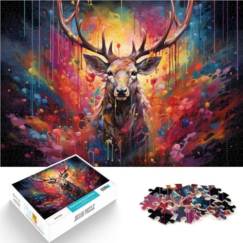 Puzzle für Erwachsene, 1000 Teile, Hirsch-Puzzle, Kunstwerk, Spaß für Zuhause, Aktivitäten, Geburtstagsgeschenk, Reisegeschenk, 10,27 x 14,96 Zoll, für Teenager ab 14 Jahren von SYUNFEI