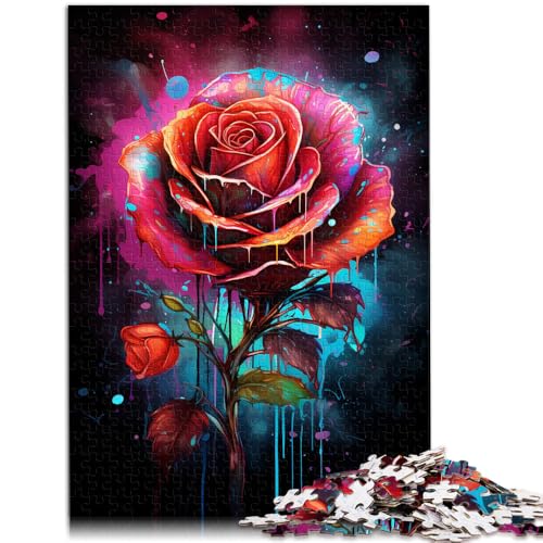 Puzzle für Erwachsene, 1000 Teile, blutige Malerei, Rose, pädagogisches Spielzeug zum Stressabbau, Puzzle, 10,27 x 14,96 Zoll, lustiges Geschenk von SYUNFEI