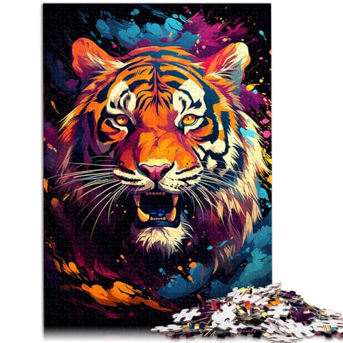 Puzzle für Erwachsene, 1000 Teile, bunter Aquarelltiger, Spielzeug, Lernspiele, Stressabbau, 50 x 75 cm, für die Heimdekoration von SYUNFEI