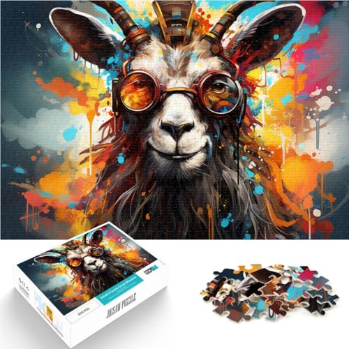 Puzzle für Erwachsene, 1000 Teile, farbige Ziege, anspruchsvolles Spiel, Puzzle, 50x75 cm, mit passendem Poster und Quizblatt von SYUNFEI