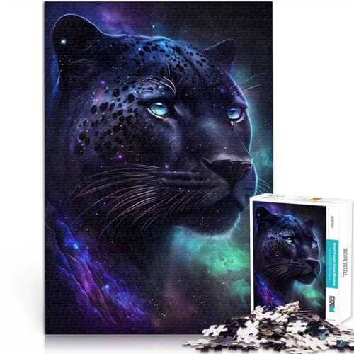 Puzzle für Erwachsene, 1000 Teile, schwarzer Leopard und Blume, Lernspielzeug, Familienspiele, verbessert das Gedächtnis, 50 x 75 cm, für Teenager ab 14 Jahren von SYUNFEI
