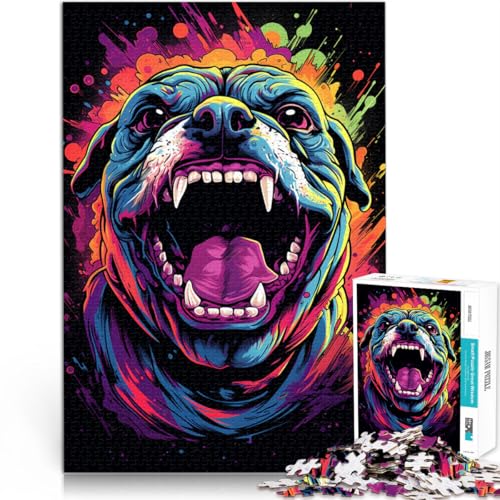 Puzzle für Erwachsene, 1000 Teile, wütende Bulldogge, pädagogisches Stressabbau-Spielzeug, Puzzle, 14,96 x 20,47 Zoll, Stressabbau von SYUNFEI
