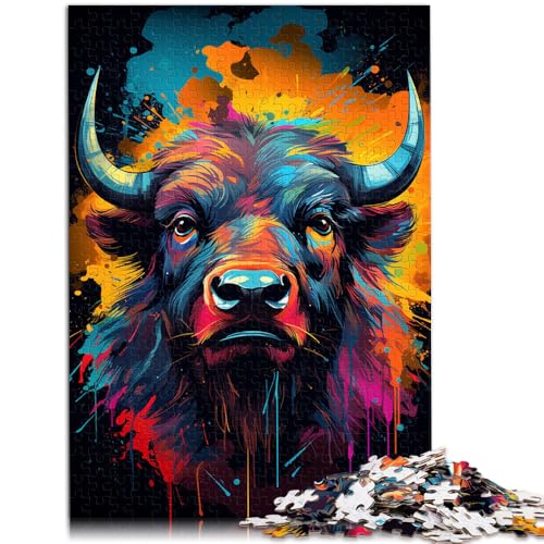 Puzzle für Erwachsene, 1000 Teile eines Büffel-Tuschegemäldes, Lernspiel, Herausforderungsspielzeug, tolles Geschenk, 10,27 x 14,96 Zoll Puzzle für Erwachsene, 1000 Teile eines Büffel-Tuschegemäldes, Lernspiel, Herausforderungsspielzeug, tolles Geschenk, 10,27 x 14,96 Zoll von SYUNFEI